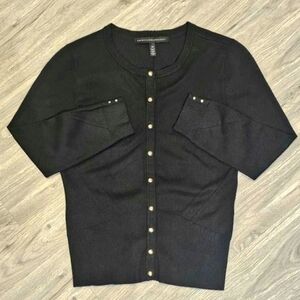 SOLD! Like NEW White House Black Market Silver Snap Button Black Cardigan